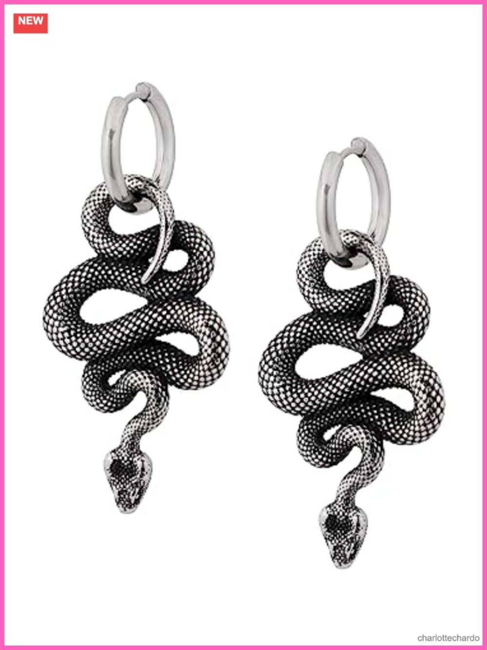 Goth Snake Drop Earrings Stainless Steel Punk Jewelry